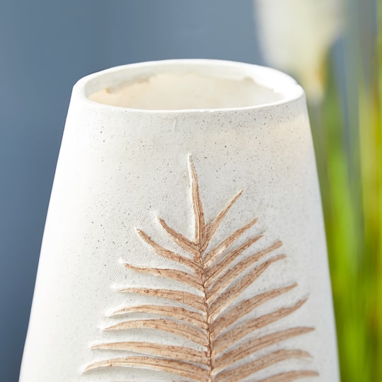 White Polystone Boho Style Vase, 25" x 9" x 8"